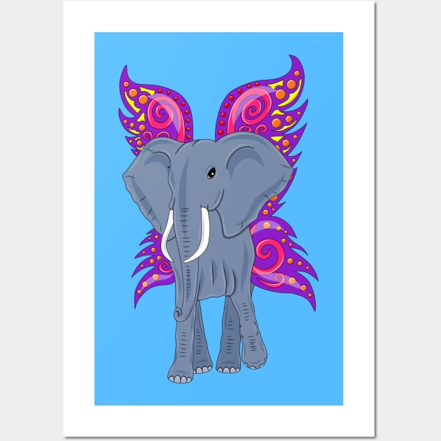 Elephant with wings Wall Art by MelanieJeyakkumar